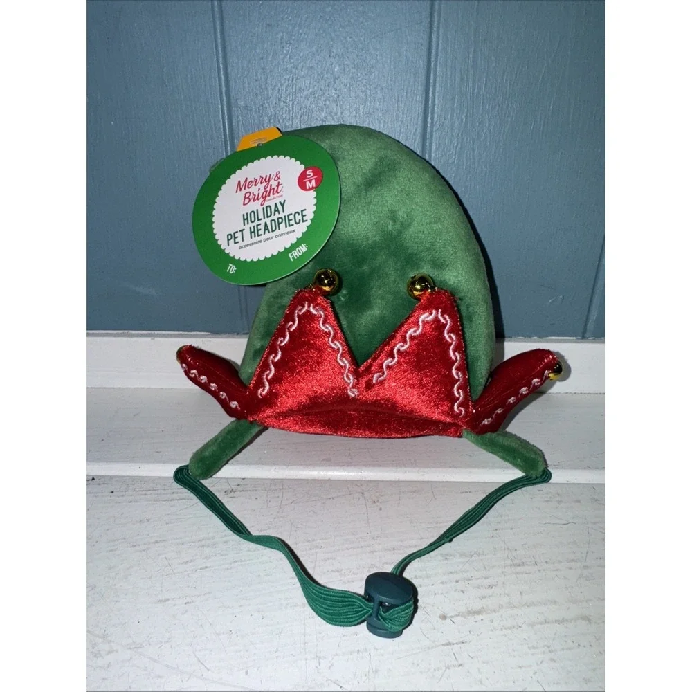 Merry‎ & Bright Brand Holiday S Dog Pet Headpiece Hat Christmas Tree Small ELF
